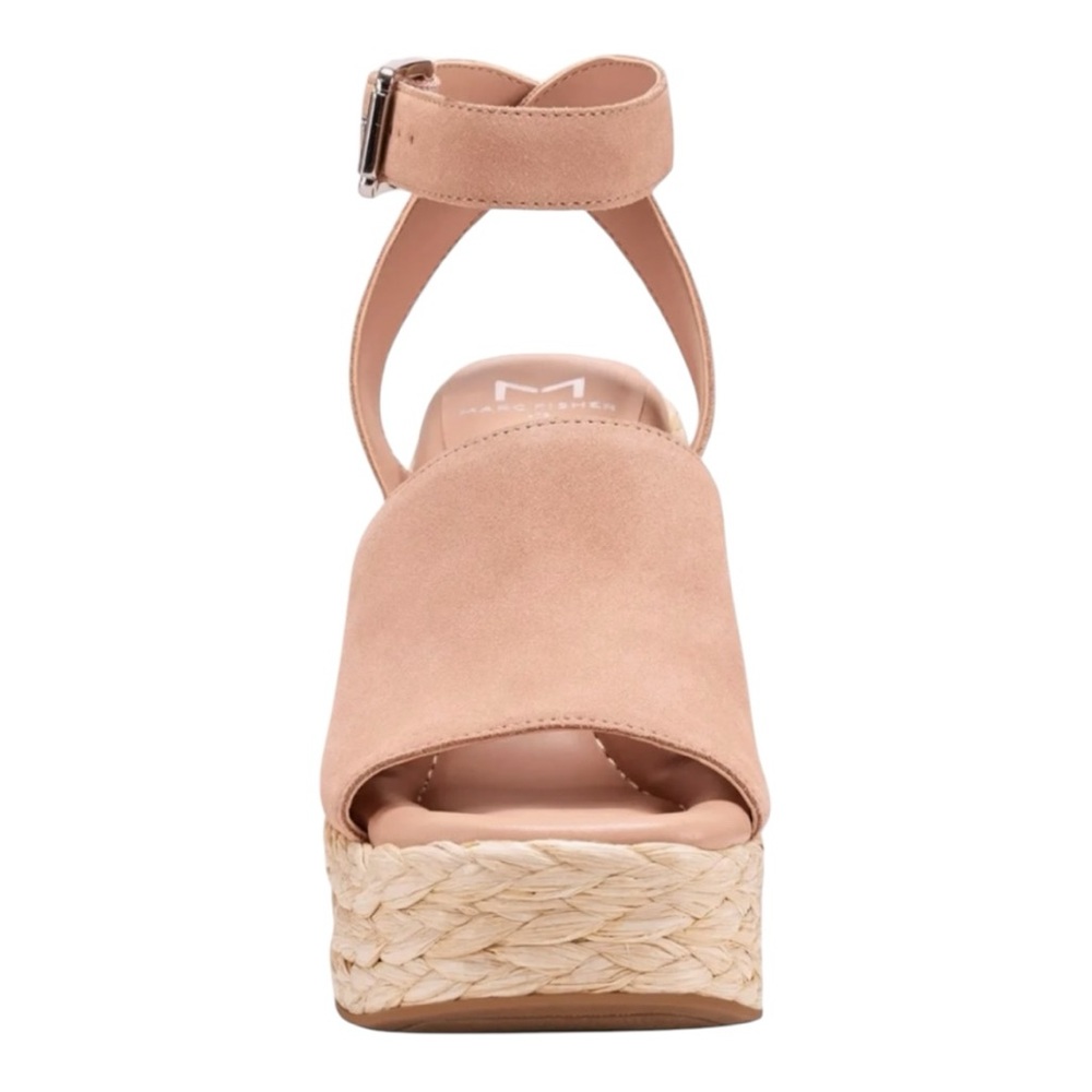 MARC FISHER NELLY PEACH SUEDE WOMENS  ANKLE STRAP ESPADRILLE WEDGES **NWT** - Picture 14 of 15